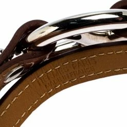 Hermes Hermès Brown Leather Granville Double Tour Bracelet M For Women -Deals Hermes Store luxury women hermes used accessories p268746 004