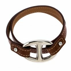 Hermes Hermès Brown Leather Granville Double Tour Bracelet M For Women -Deals Hermes Store luxury women hermes used accessories p268746 007