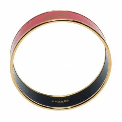 Hermes Hermès Rouge Casaque Enamel Calèche Wide Bangle Bracelet For Women -Deals Hermes Store luxury women hermes used accessories p269361 001