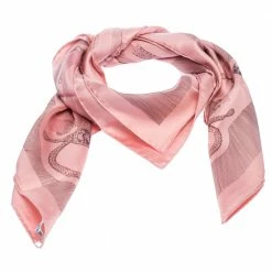 Hermes Rose Etude Pour Une Parure De Gala Print Silk Scarf For Women