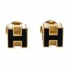 Hermes Cage D'H Black Lacquer Yellow Gold Plated Stud Earrings For Women 1 Hermes Cage D'H Black Lacquer Yellow Gold Plated Stud Earrings For Women -Deals Hermes Store luxury women hermes used accessories p272700 002