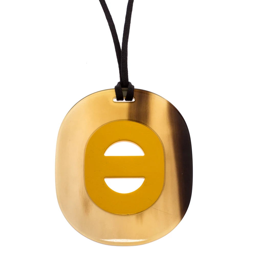 Hermes Fidelio Natural Horn Lacquered Adjustable Cord Pendant Necklace For Women 3 Hermes Fidelio Natural Horn Lacquered Adjustable Cord Pendant Necklace For Women