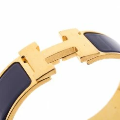 Hermes Hermès Clic Clac H Iris Purple Gold Plated Wide Bracelet GM For Women -Deals Hermes Store luxury women hermes used accessories p275261 004