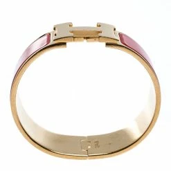 Hermes Hermès Clic Clac H Rouge Amarante Gold Plated Wide Bracelet PM For Women -Deals Hermes Store luxury women hermes used accessories p275346 003