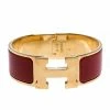Hermes Hermès Clic Clac H Rouge Amarante Gold Plated Wide Bracelet PM For Women 1 Hermes Hermès Clic Clac H Rouge Amarante Gold Plated Wide Bracelet PM For Women -Deals Hermes Store luxury women hermes used accessories p275346 004