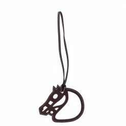 Hermes Burgundy Leather Paddock Cheval Horse Bag Charm For Women