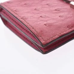 Hermes Pink Ostrich Leather Bearn Card Holder For Women -Deals Hermes Store luxury women hermes used accessories p280213 009