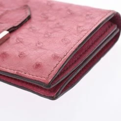 Hermes Pink Ostrich Leather Bearn Card Holder For Women -Deals Hermes Store luxury women hermes used accessories p280213 010