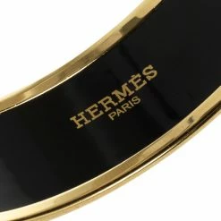 Hermes Balcons Du Guadalquivir White Enamel Gold Plated Wide Bangle For Women -Deals Hermes Store luxury women hermes used accessories p28135 003