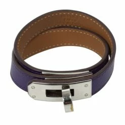 Hermes Kelly Double Tour Purple Leather Bracelet For Women