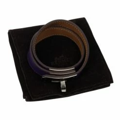 Hermes Kelly Double Tour Purple Leather Bracelet For Women -Deals Hermes Store luxury women hermes used accessories p28390 005