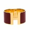 Hermes Clic H Red Enamel Gold Plated Extra Wide Bracelet For Women -Deals Hermes Store luxury women hermes used accessories p284640 003