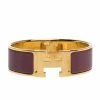 Hermes Clic Clac H Mauve Enamel Gold Plated Wide Bracelet GM For Women -Deals Hermes Store luxury women hermes used accessories p284641 003
