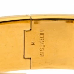 Hermes Clic Clac H Mauve Enamel Gold Plated Wide Bracelet GM For Women -Deals Hermes Store luxury women hermes used accessories p284641 005