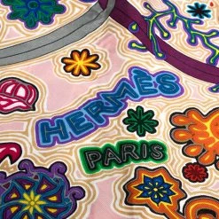 Hermes Light Pink L'Arbre Du Vent Print Silk Square Scarf For Women -Deals Hermes Store luxury women hermes used accessories p285903 005