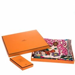 Hermes Light Pink L'Arbre Du Vent Print Silk Square Scarf For Women -Deals Hermes Store luxury women hermes used accessories p285903 007