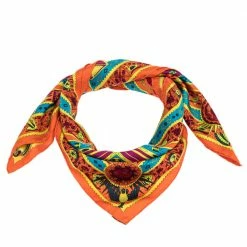 Hermes Orange Ors Bleus D'Afrique Silk Square Scarf For Women