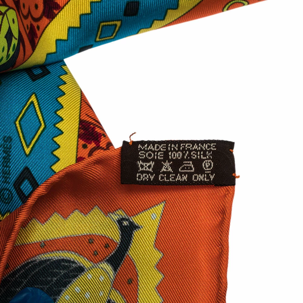 Hermes Orange Ors Bleus D'Afrique Silk Square Scarf For Women 8 Hermes Orange Ors Bleus D'Afrique Silk Square Scarf For Women - Image 6