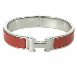 Hermes Clic H Orange Enamel Bracelet For Women