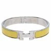 Hermes Hermès Clic H Yellow Enamel Palladium Plated Narrow Bracelet GM For Women 1 Hermes Hermès Clic H Yellow Enamel Palladium Plated Narrow Bracelet GM For Women -Deals Hermes Store luxury women hermes used accessories p289754 002