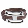 Hermes Pousse Pousse Leather Palladium Plated Adjustable H Bracelet For Women