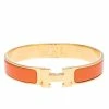 Hermes Clic H Orange Enamel Gold Plated Narrow Bracelet GM For Women -Deals Hermes Store luxury women hermes used accessories p292235 1589881577 001