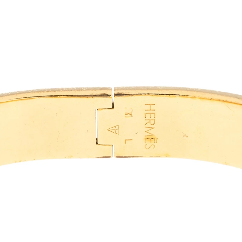 Hermes Clic H Orange Enamel Gold Plated Narrow Bracelet GM For Women 10 Hermes Clic H Orange Enamel Gold Plated Narrow Bracelet GM For Women - Image 8