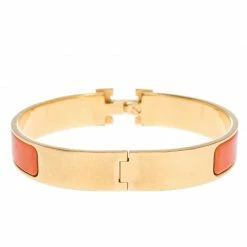 Hermes Clic H Orange Enamel Gold Plated Narrow Bracelet GM For Women 15 Hermes Clic H Orange Enamel Gold Plated Narrow Bracelet GM For Women -Deals Hermes Store luxury women hermes used accessories p292235 1589881587 008