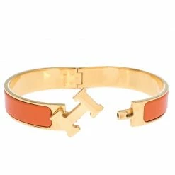 Hermes Clic H Orange Enamel Gold Plated Narrow Bracelet GM For Women 14 Hermes Clic H Orange Enamel Gold Plated Narrow Bracelet GM For Women -Deals Hermes Store luxury women hermes used accessories p292235 1589881588 009
