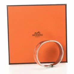 Hermes Orange Enamel Clic H Bracelet For Women -Deals Hermes Store luxury women hermes used accessories p29264 004