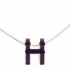 Hermes Pop H Purple Lacquer Palladium Plated Pendant For Women