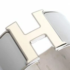 Hermes Hermès Clic Clac H Grey Enamel Palladium Plated Extra Wide Bracelet GM For Women 11 Hermes Hermès Clic Clac H Grey Enamel Palladium Plated Extra Wide Bracelet GM For Women -Deals Hermes Store luxury women hermes used accessories p294184 002