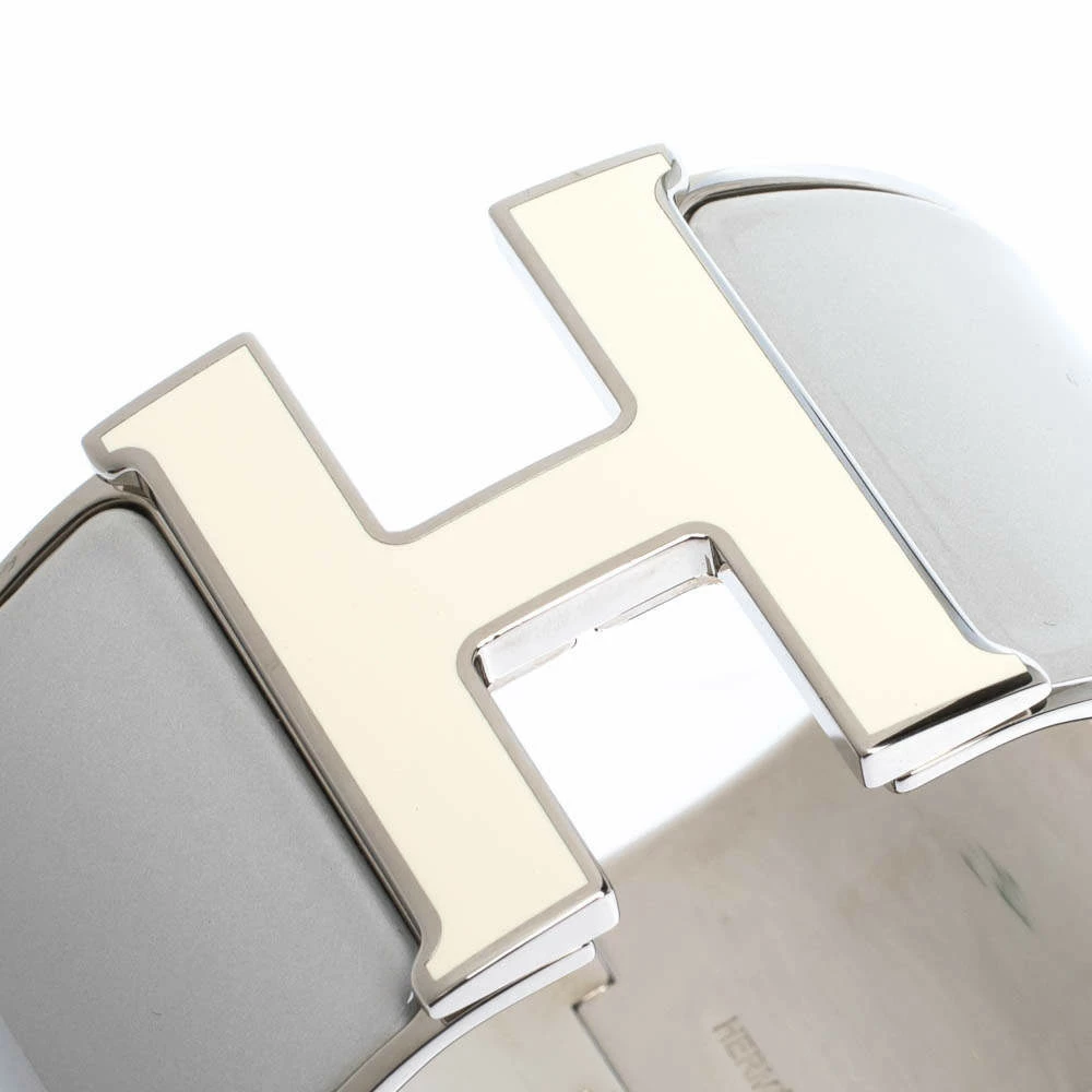 Hermes Hermès Clic Clac H Grey Enamel Palladium Plated Extra Wide Bracelet GM For Women 5 Hermes Hermès Clic Clac H Grey Enamel Palladium Plated Extra Wide Bracelet GM For Women - Image 3