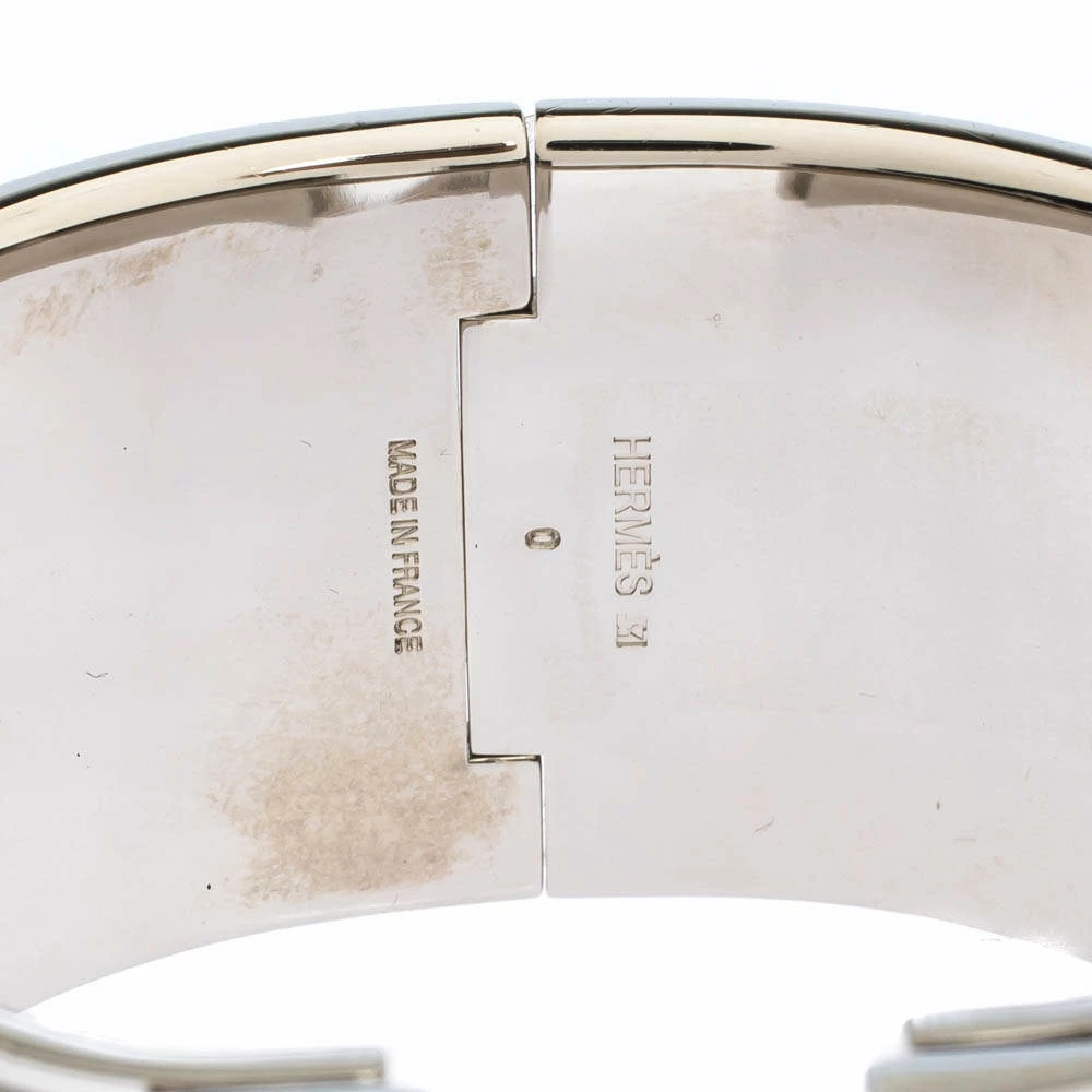 Hermes Hermès Clic Clac H Grey Enamel Palladium Plated Extra Wide Bracelet GM For Women 8 Hermes Hermès Clic Clac H Grey Enamel Palladium Plated Extra Wide Bracelet GM For Women - Image 6