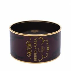 Hermes Brides De Gala Tattoo Printed Enamel Extra Wide Bangle Bracelet For Women