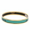 Hermes Turquoise Printed Enamel Gold Plated Narrow Bangle Bracelet For Women