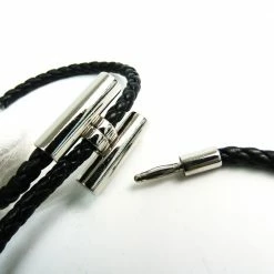 Hermes Turnis Braid Leather Black Silver Bracelet For Women -Deals Hermes Store luxury women hermes used accessories p294780 003