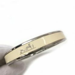 Hermes Calche Narrow Printed White Enameled Bracelet For Women -Deals Hermes Store luxury women hermes used accessories p29645 003