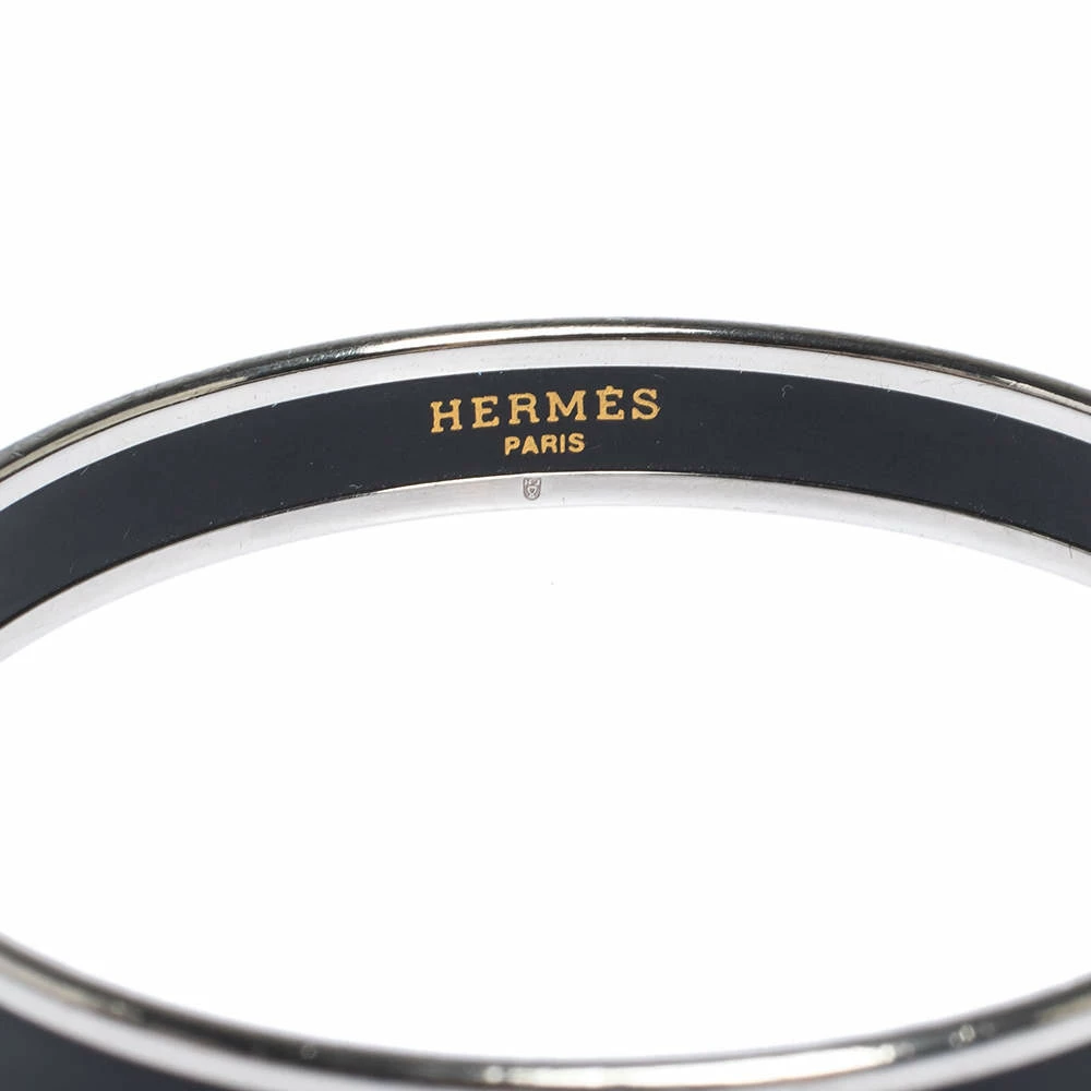 Hermes Caleche Black Enamel Palladium Plated Bangle Bracelet For Women 8 Hermes Caleche Black Enamel Palladium Plated Bangle Bracelet For Women - Image 6