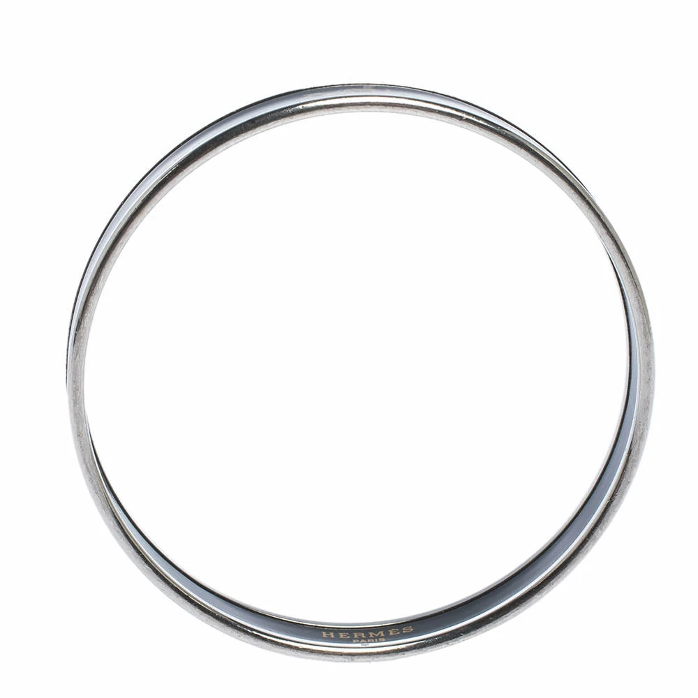 Hermes Caleche Black Enamel Palladium Plated Bangle Bracelet For Women 6 Hermes Caleche Black Enamel Palladium Plated Bangle Bracelet For Women - Image 4