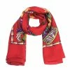 Hermes Red Brazil Print Cashmere & Silk Giant Shawl For Women