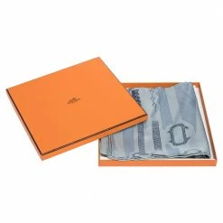 Hermes Brittany Blue Etude Pour Une Parure De Gala Silk Twill Square Scarf For Women -Deals Hermes Store luxury women hermes used accessories p301154 005