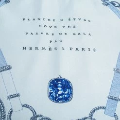 Hermes Brittany Blue Etude Pour Une Parure De Gala Silk Twill Square Scarf For Women -Deals Hermes Store luxury women hermes used accessories p301154 006