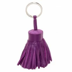 Hermes Purple Lambskin Leather Carmen Tassel Keychain For Women