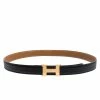 Hermes Black/Brown Swift And Epsom Leather Reversible Mini Constance Buckle Belt Size 95CM For Women -Deals Hermes Store luxury women hermes used accessories p310639 005