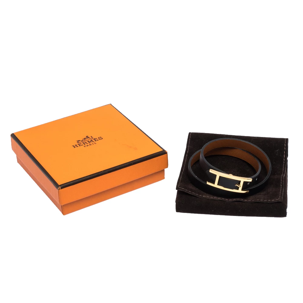 Hermes Behapi Black And Brown Double Tour Reversible Bracelet XS For Women 9 Hermes Behapi Black And Brown Double Tour Reversible Bracelet XS For Women - Image 7