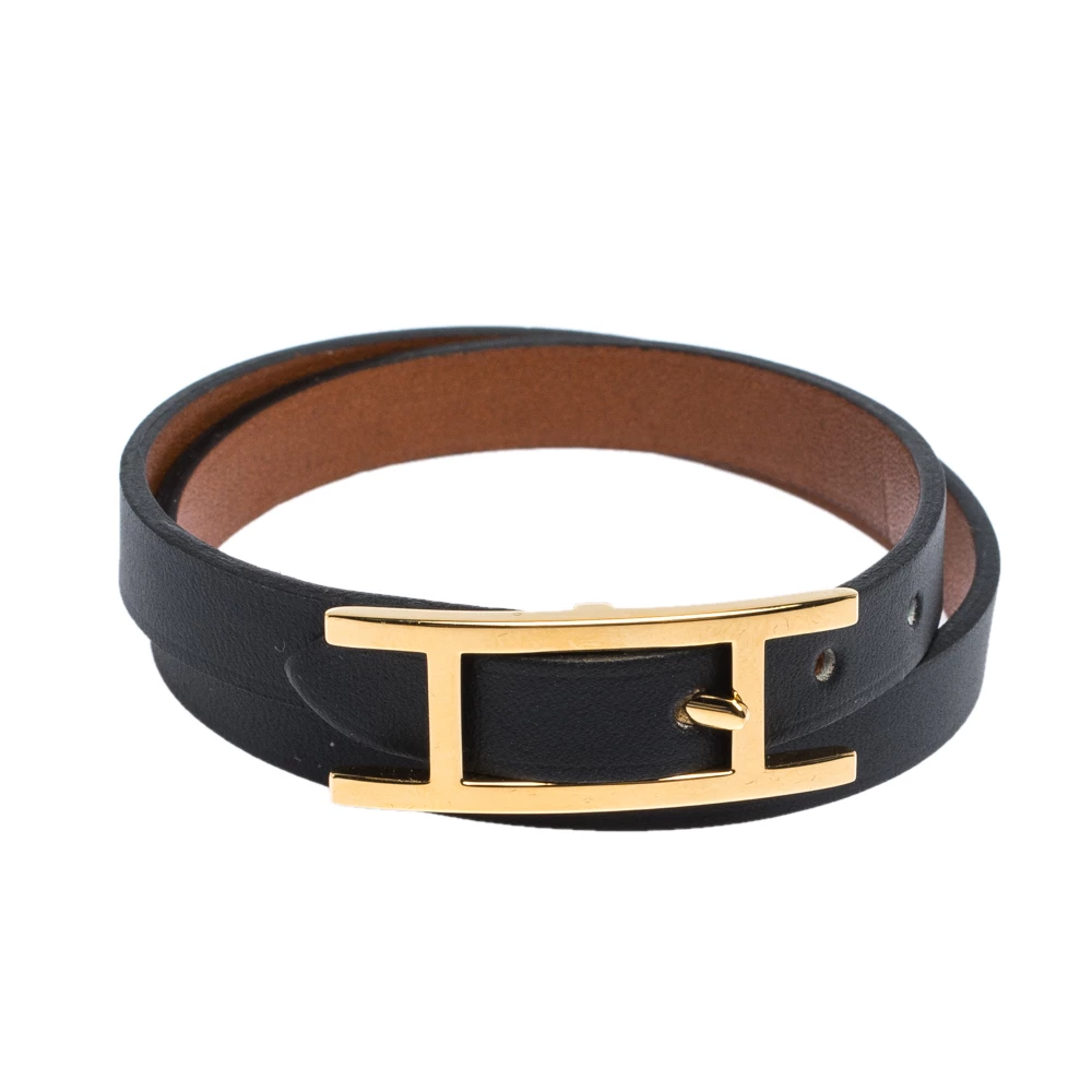 Hermes Behapi Black And Brown Double Tour Reversible Bracelet XS For Women 3 Hermes Behapi Black And Brown Double Tour Reversible Bracelet XS For Women