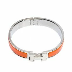 Hermes Hermès Clic H Multi Color Enamel Palladium Plated Narrow Bracelet PM For Women -Deals Hermes Store luxury women hermes used accessories p314714 001