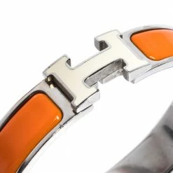 Hermes Hermès Clic H Multi Color Enamel Palladium Plated Narrow Bracelet PM For Women -Deals Hermes Store luxury women hermes used accessories p314714 006