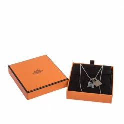 Hermes O'Kelly Leather Palladium Plated Pendant Necklace For Women 11 Hermes O'Kelly Leather Palladium Plated Pendant Necklace For Women -Deals Hermes Store luxury women hermes used accessories p316367 001